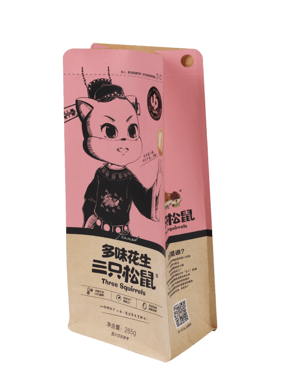 Novo estilo logotipo de impressão de saco de plástico personalizado para material de reciclagem de embalagens de alimentos de amendoim